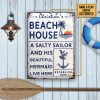 Personalized Mermaid Beach House His Beautiful Mermaid Customized Classic Metal Signs