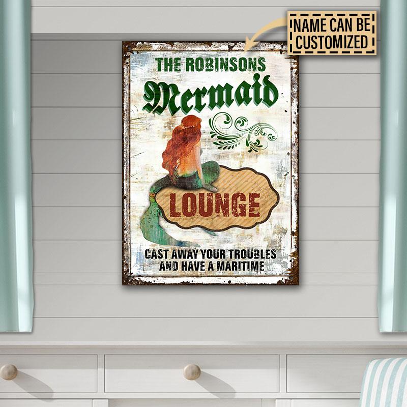 Personalized Mermaid Cast Your Troubles Customized Classic Metal Signs