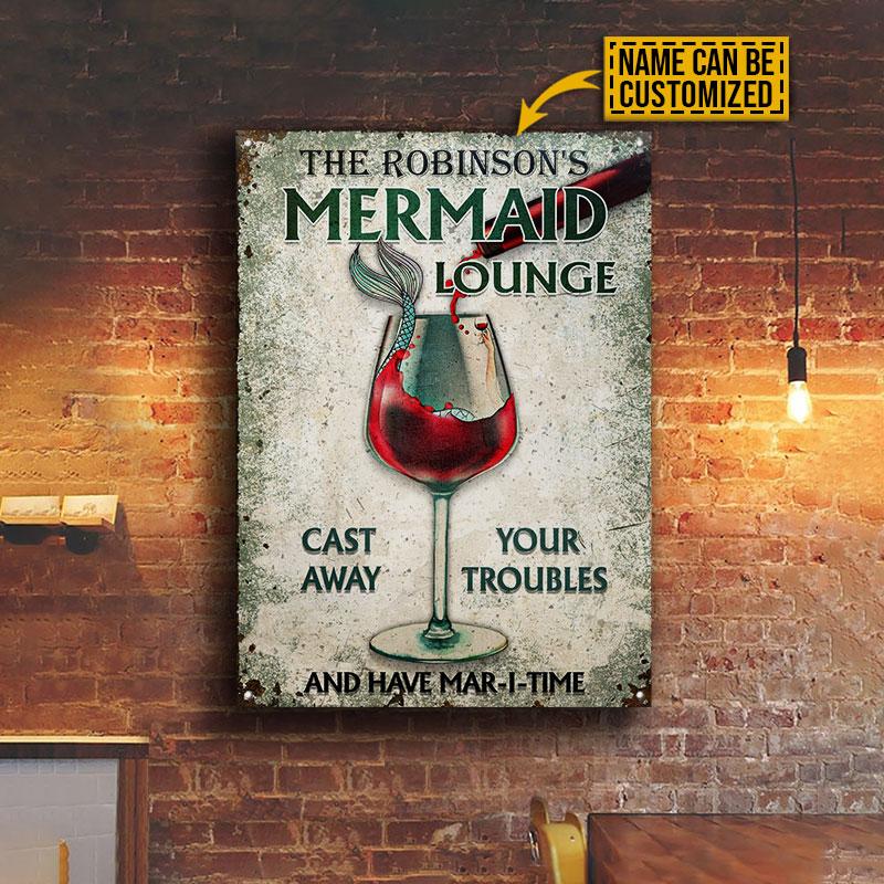 Personalized Mermaid Lounge Cast Away Customized Classic Metal Signs