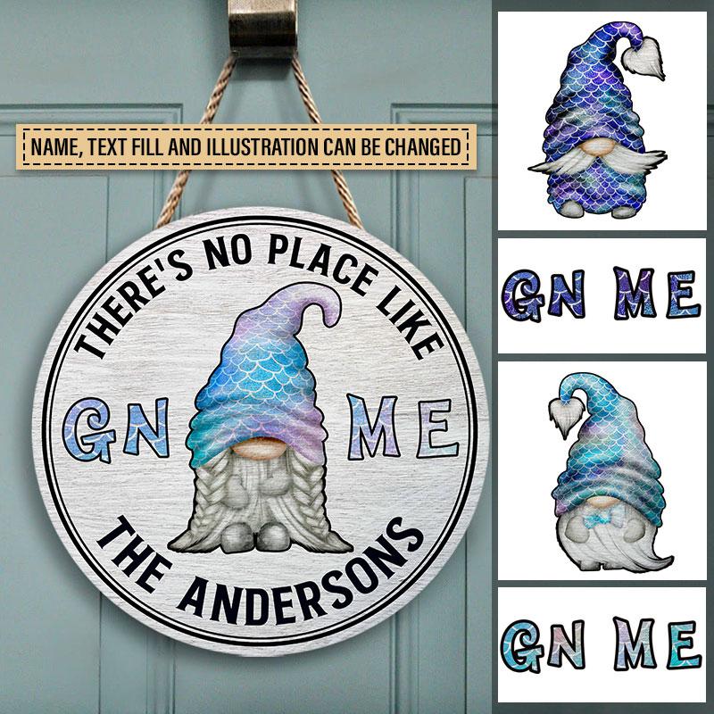 Personalized Mermaid No Place Like Gnome Customized Wood Circle Sign