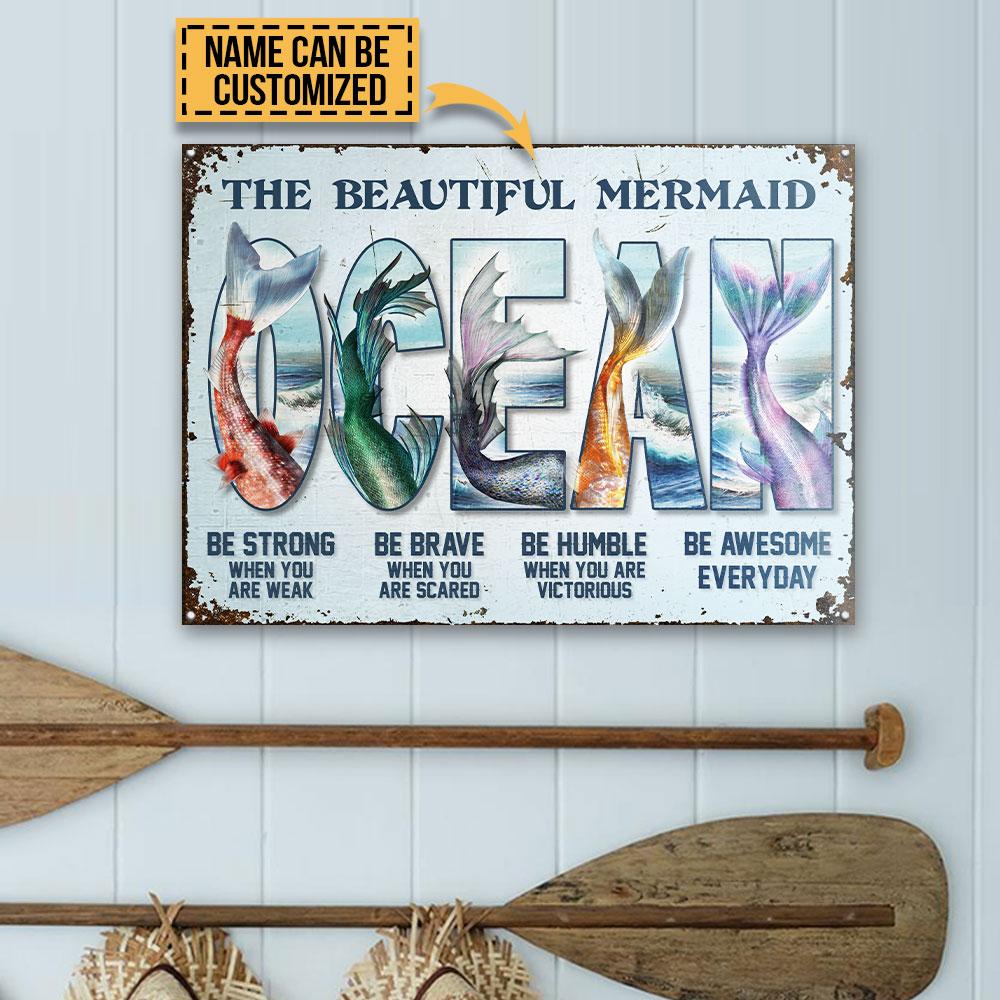 Personalized Mermaid OCEAN Be Awesome Customized Classic Metal Signs