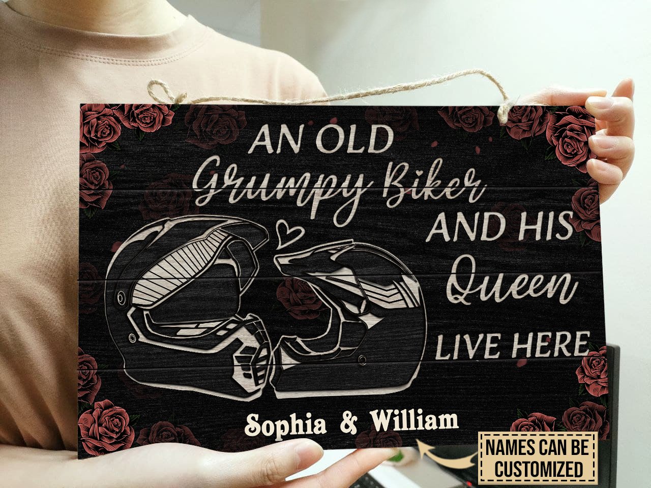 Personalized-Motor-An-Old-Biker-Customized-Wood-Rectangle-Sign-3 Personalized Motor An Old Biker Customized Wood Rectangle Sign 3