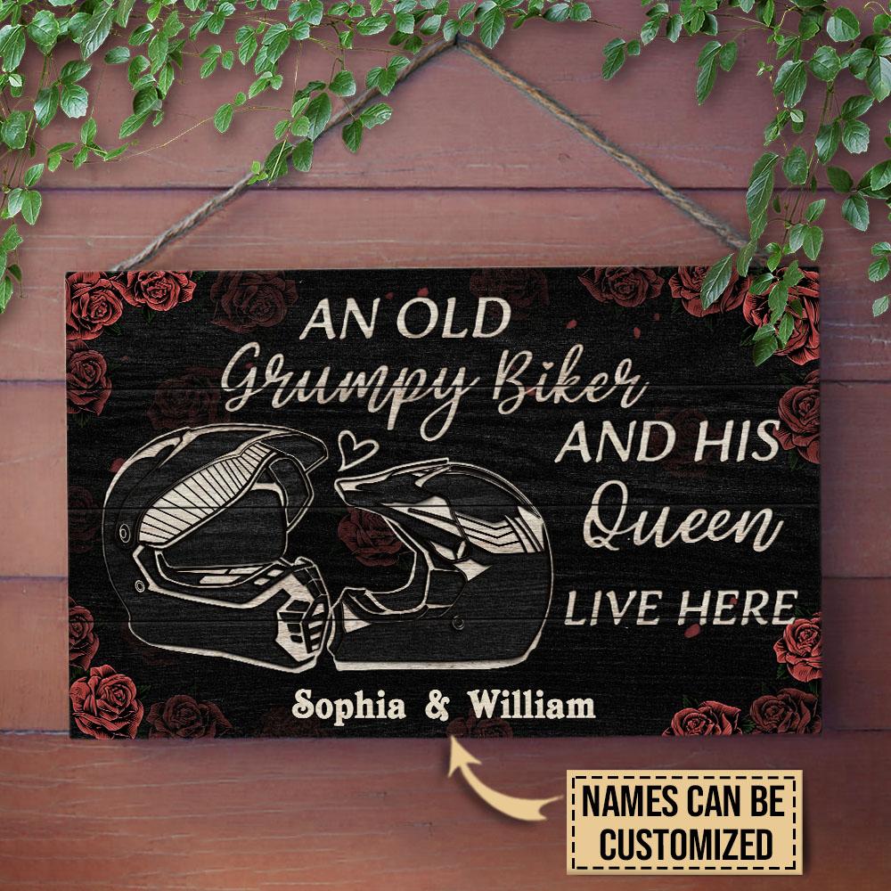 Personalized-Motor-An-Old-Biker-Customized-Wood-Rectangle-Sign Personalized Motor An Old Biker Customized Wood Rectangle Sign