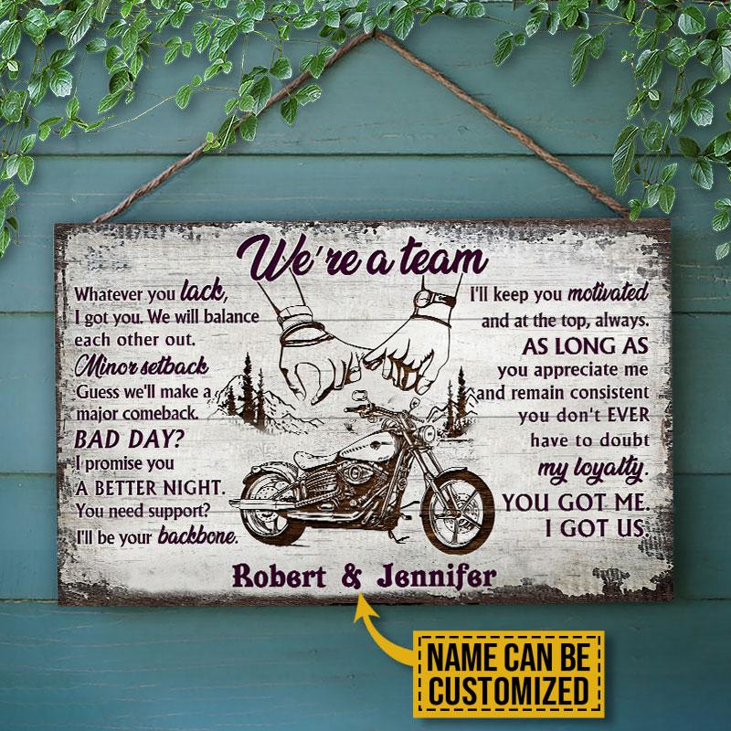 Personalized Motorcycling A Team Customized Wood Rectangle Sign