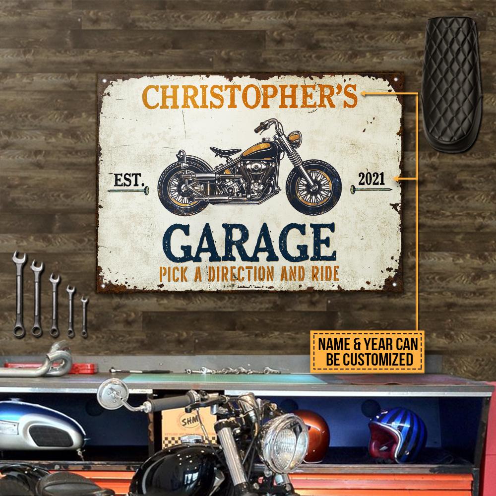 Personalized Motorcycling Direction And Ride Customized Classic Metal Signs