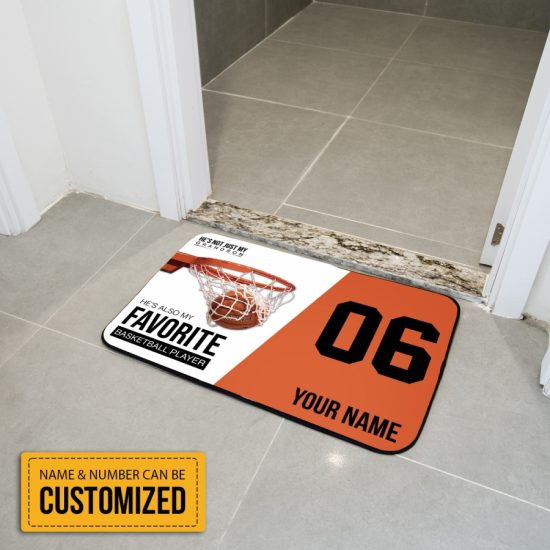 Personalized My Favorite Basketball Player Custom Name Number Doormat Welcome Mat