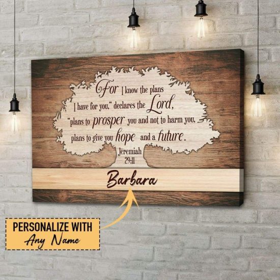 Personalized Name Wall Art For I Know The Plans I Have For You Jeremiah 2911 Canvas 1