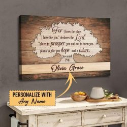 Personalized Name Wall Art - For I Know The Plans I Have For You Jeremiah 29:11 Canvas