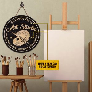 Personalized Painting Art Studio Imagination Is Important Customized Wood Circle Sign