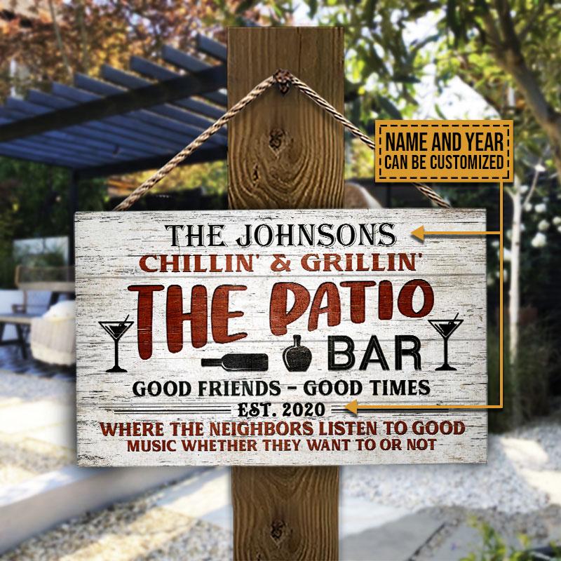 Personalized Patio Bar Grilling Backyard Custom Wood Rectangle Sign