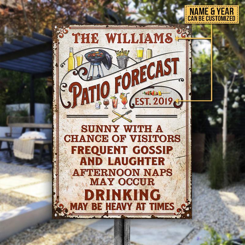 Personalized Patio Forecast Sunny With A Chance Vertical Custom Classic Metal Signs