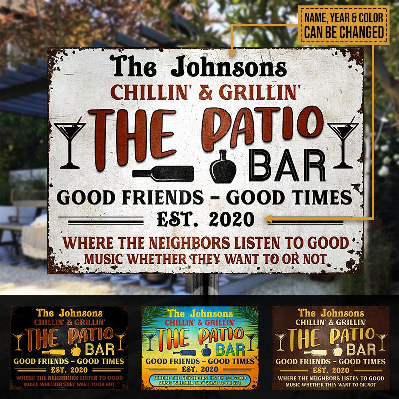 Personalized Patio Grilling Backyard Good Times Color Custom Classic Metal Signs