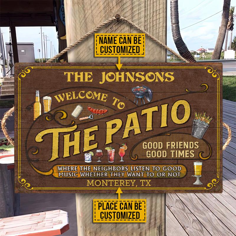 Personalized-Patio-Grilling-Listen-To-The-Good-Music-Custom-Wood-Rectangle-Sign Personalized Patio Grilling Listen To The Good Music Custom Wood Rectangle Sign