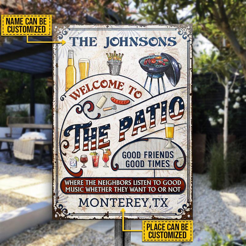 Personalized Patio Grilling Stars Stripes Listen To The Good Music Vertical Custom Classic Metal Signs