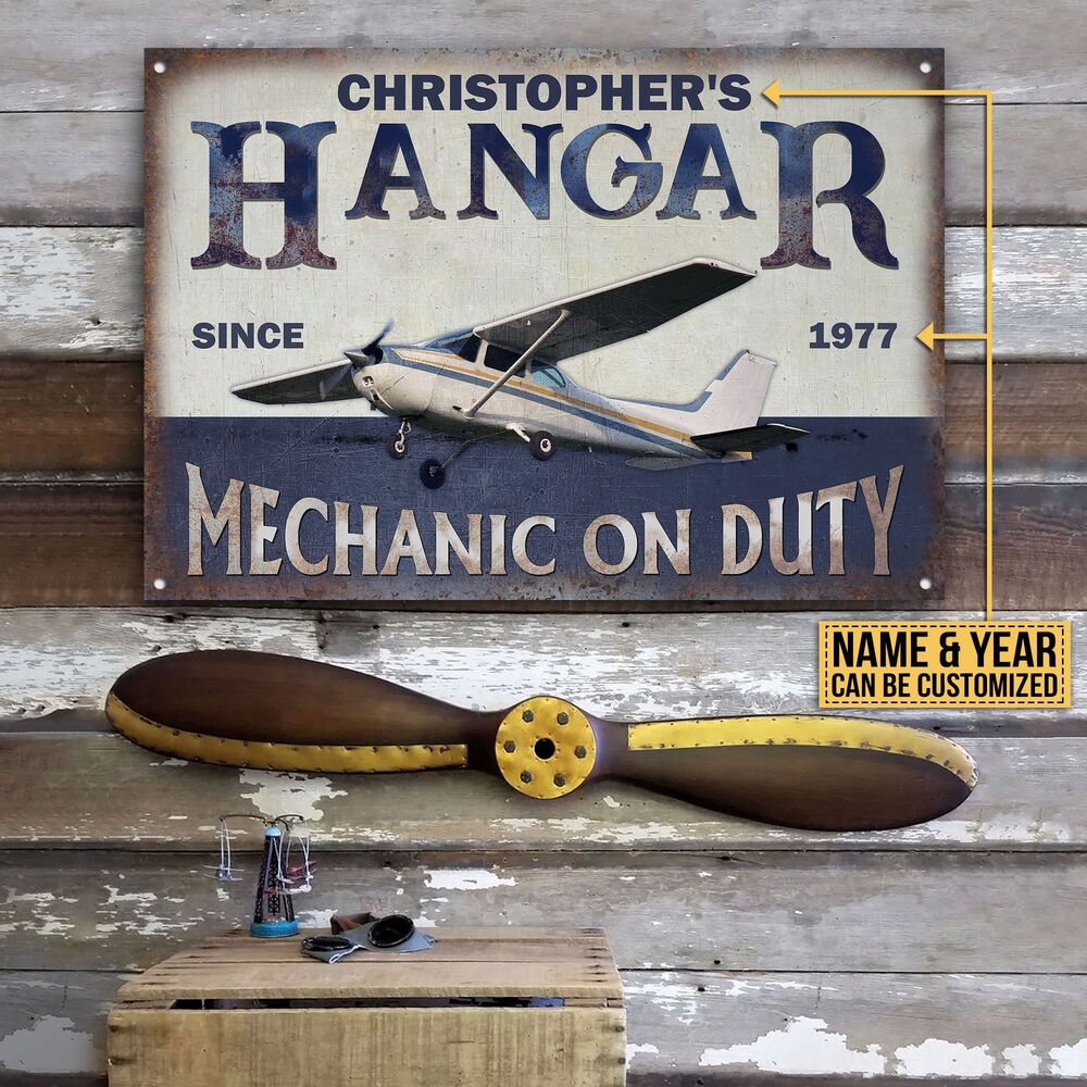 Personalized Pilot Hangar Mechanic Customized Classic Metal Signs