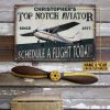 Personalized Pilot Top Notch Aviator Customized Classic Metal Signs