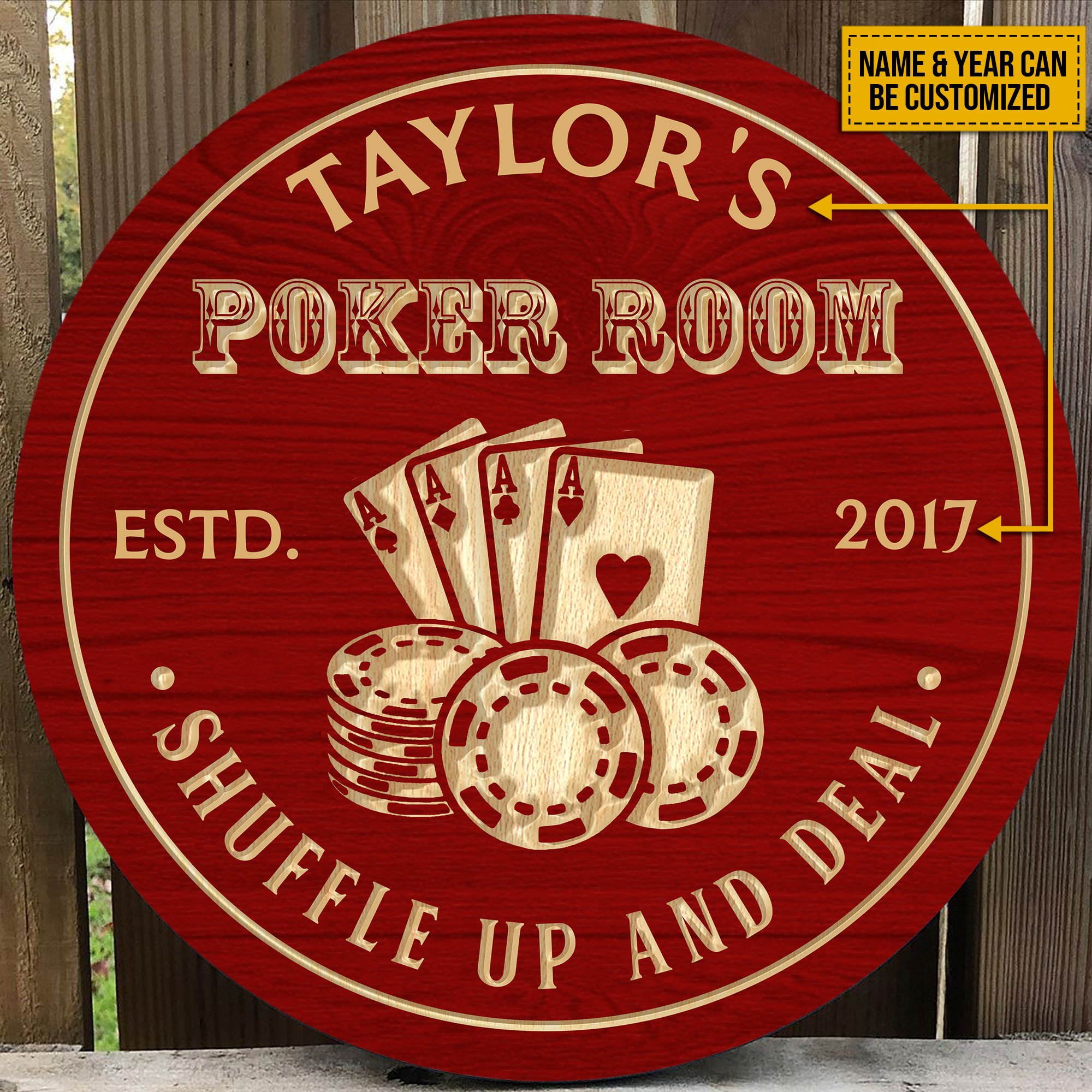 Personalized-Poker-Room-Shuffle-Up-And-Deal-Customized-Wood-Circle-Sign-1 Personalized Poker Room Shuffle Up And Deal Customized Wood Circle Sign 1