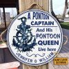Personalized Pontoon Captain And Pontoon Queen Custom Wood Circle Sign
