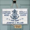 Personalized Pontoon Captain Queen Live Here Customized Wood Rectangle Sign