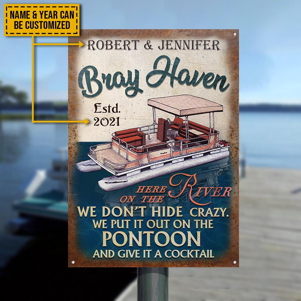 Personalized Pontoon On The River Customized Classic Metal Signs