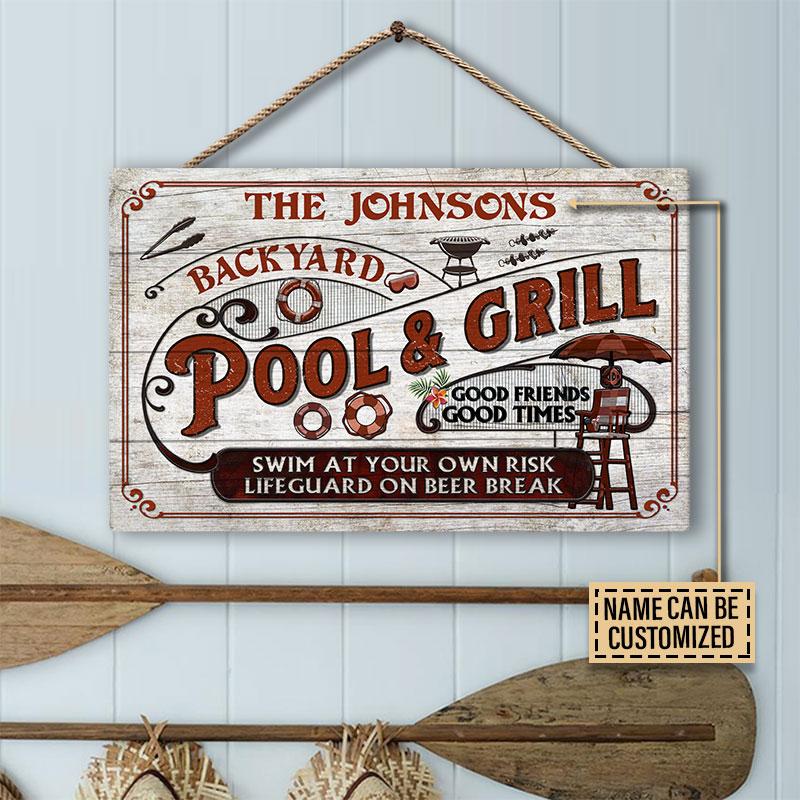 Personalized-Pool-Grilling-Backyard-At-Your-Own-Risk-Red-Custom-Wood-Rectangle-Sign-1 Personalized Pool Grilling Backyard At Your Own Risk Red Custom Wood Rectangle Sign 1