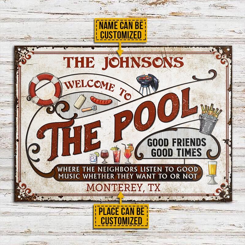 Personalized-Pool-Grilling-Red-Listen-To-The-Good-Music-Custom-Classic-Metal-Signs-2 Personalized Pool Grilling Red Listen To The Good Music Custom Classic Metal Signs 2