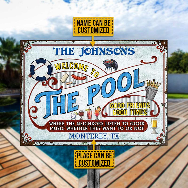 Personalized Pool Grilling Swimming Listen To The Good Music Custom Classic Metal Signs