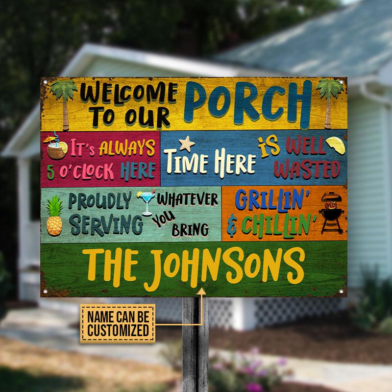 Personalized Porch Grilling Chilling Custom Classic Metal Signs