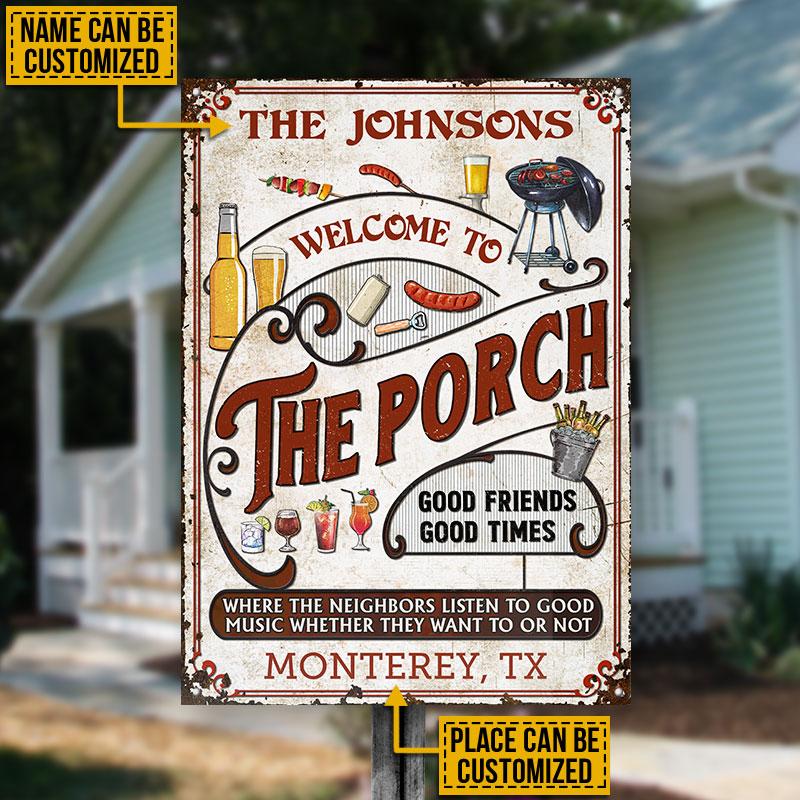 Personalized Porch Grilling Vertical Red Listen To The Good Music Custom Classic Metal Signs
