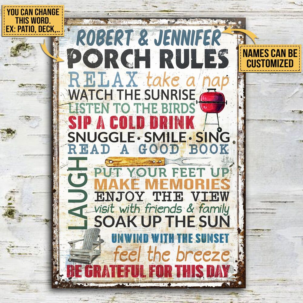Personalized-Porch-Rules-Relax-Sunshine-Customized-Classic-Metal-Signs-2 Personalized Porch Rules Relax Sunshine Customized Classic Metal Signs 2