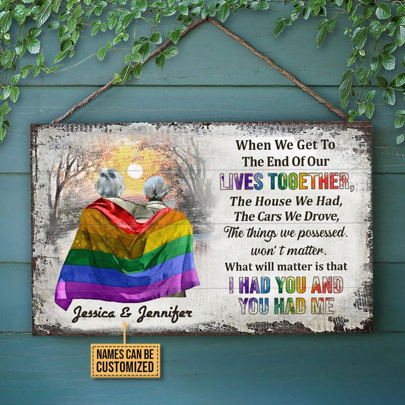 Personalized Pride Couple End Of Our Lives Custom Wood Rectangle Sign