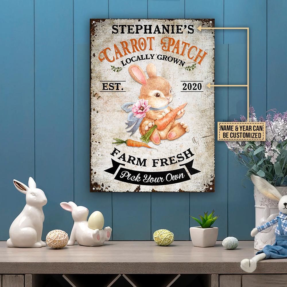 Personalized Rabbit Easter Carrot Patch Customized Classic Metal Signs