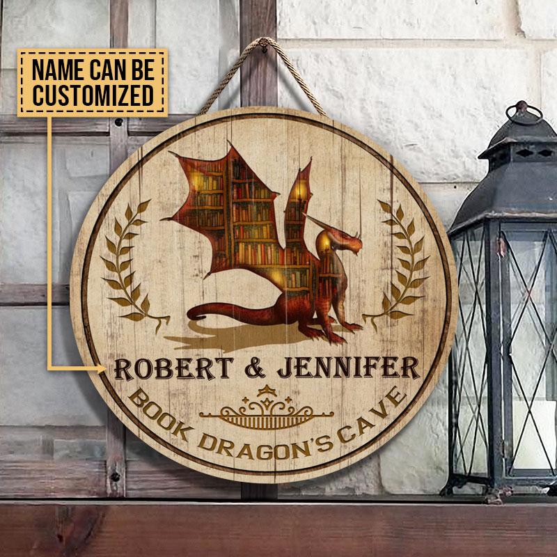 Personalized Reading Book Dragon Cave Customized Wood Circle Sign