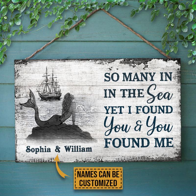 Personalized Sailor Mermaid I Found You Vintage Custom Wood Rectangle Sign
