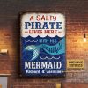Personalized Sailor Mermaid Live Here Customized Classic Metal Signs