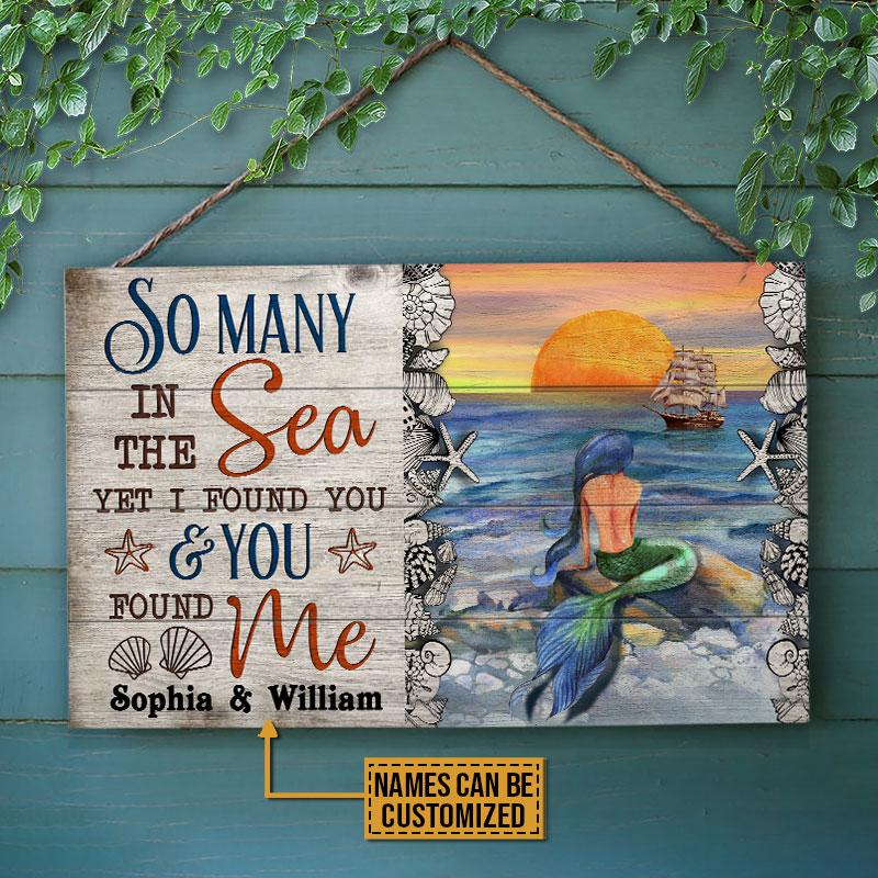 Personalized Sailor Mermaid You Found Me Customized Wood Rectangle Sign