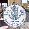Personalized Sailor Nauti Girl Bad Buoys Customized Wood Circle Sign