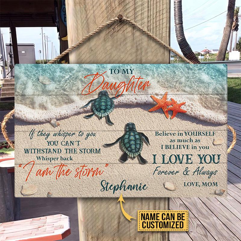 Personalized Sea Turtle I Am The Storm Customized Wood Rectangle Sign