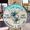 Personalized Sea Turtle I Love You Customized Wood Circle Sign