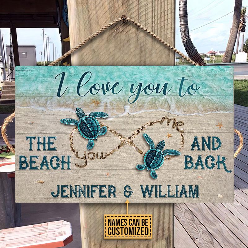Personalized Sea Turtle Love You To Customized Wood Rectangle Sign