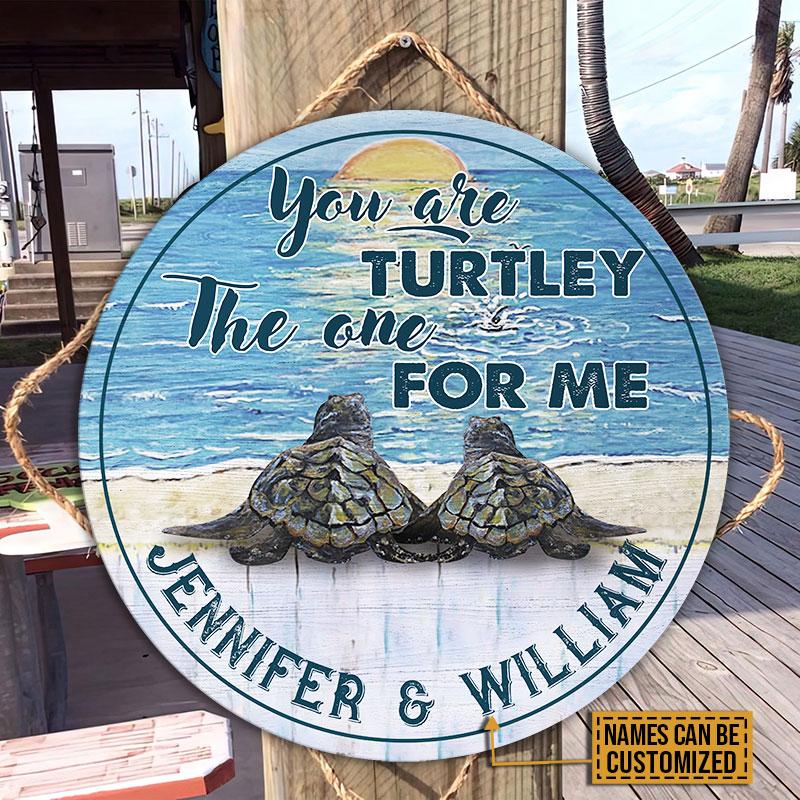 Personalized Sea Turtle The One For Me Customized Wood Circle Sign