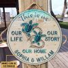 Personalized Sea Turtle This Is Us Customized Wood Circle Sign