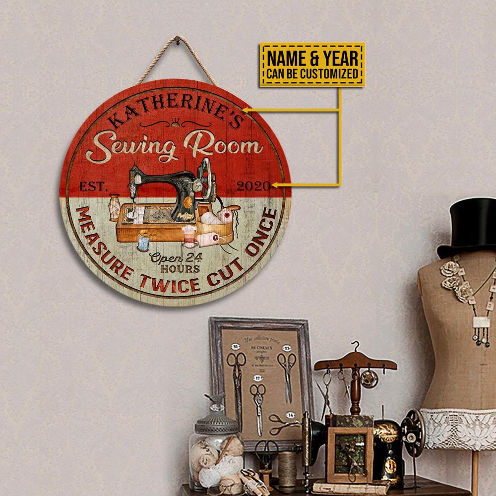 Personalized Sewing Room Customized Wood Circle Sign