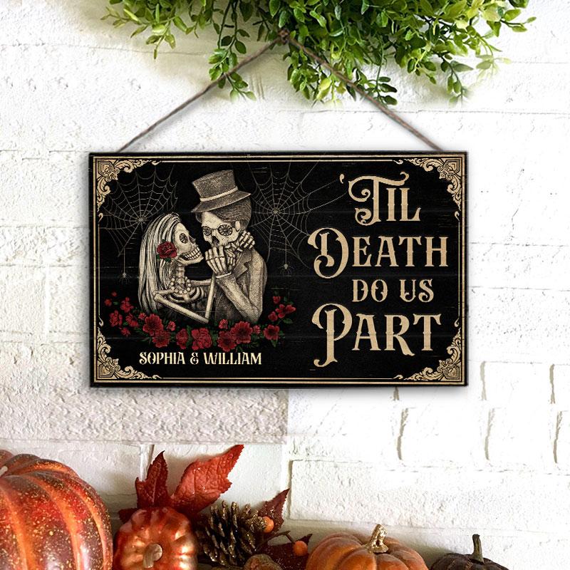 Personalized Skeleton Skull Couple Do Us Part Custom Wood Rectangle ...