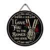 Personalized Skeleton Skull Holding Hands Love You To The Bones Custom Wood Circle Sign