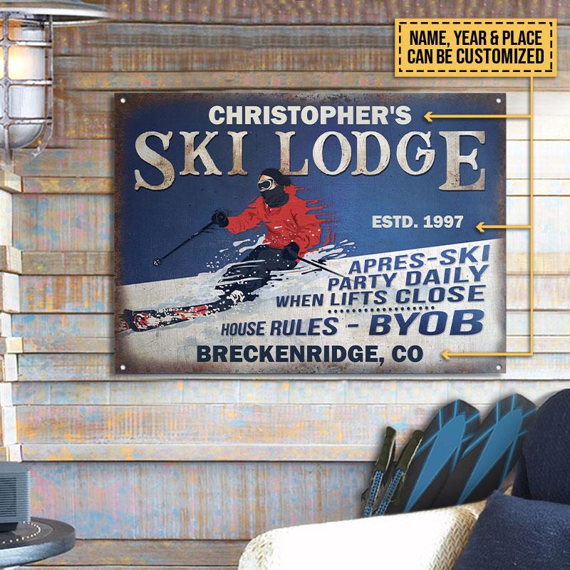 Personalized Skiing Apres Ski Customized Classic Metal Signs