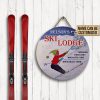 Personalized Skiing Ski Lodge Customized Wood Circle Sign