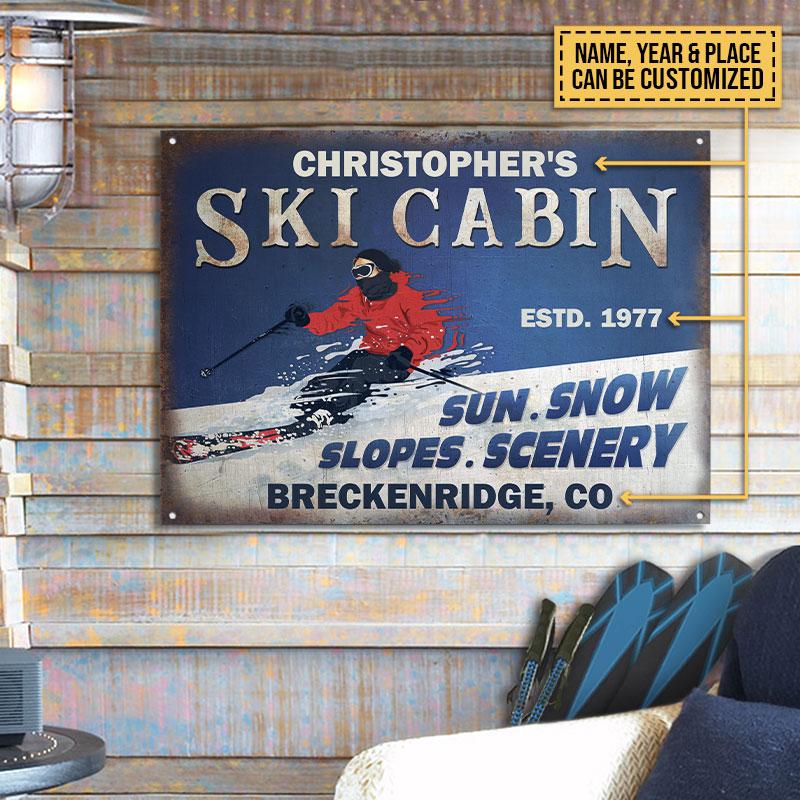 Personalized Skiing Sun Snow Customized Classic Metal Signs
