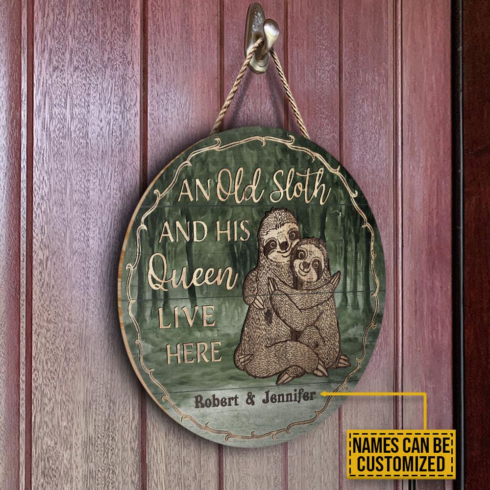 Personalized-Sloth-Couple-Live-Here-Customized-Wood-Circle-Sign-2 Personalized Sloth Couple Live Here Customized Wood Circle Sign 2