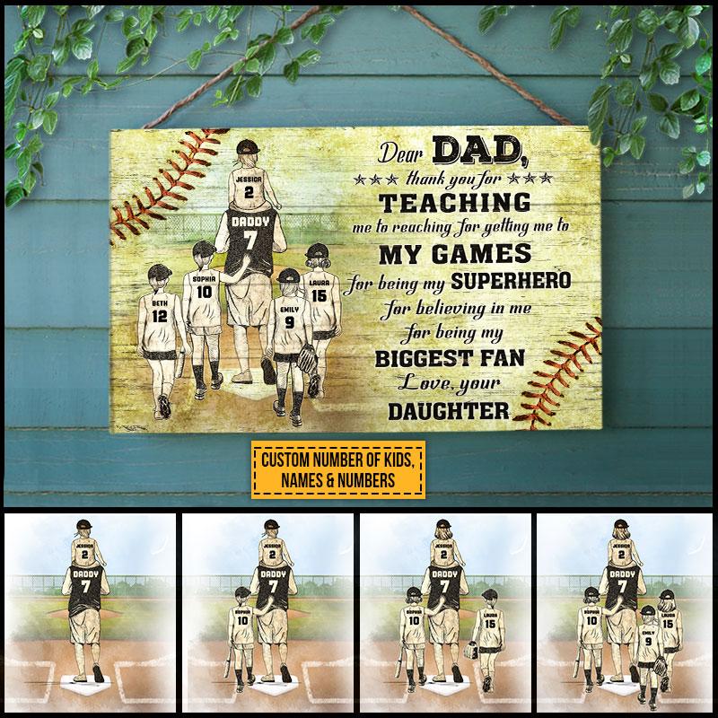 Personalized Softball Dad And Daughter Thank You Custom Kids Custom Wood Rectangle Sign